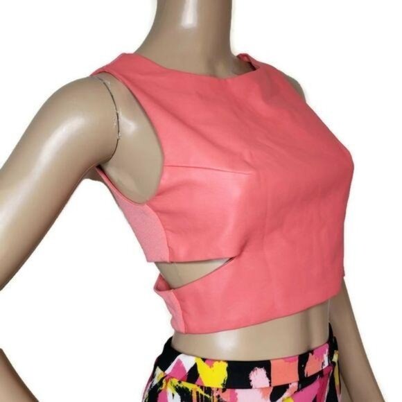 Bongo Cut-Out Coral Crop Top & Abstract Midi Skirt Set fun street wear fire cool - Picture 8 of 9